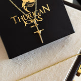 Colar Crucifixo Palito P - Corrente e Pulseira Elo Português Banhado A Ouro 18k