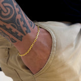 Colar Crucifixo Palito M - Corrente e Pulseira Cadeado Banhado A Ouro 18k