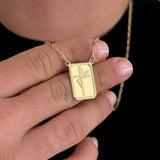Kit Escapulário Cadeado Alongado Fé e Pulseira Cadeado Alongado Banhado A Ouro 18k