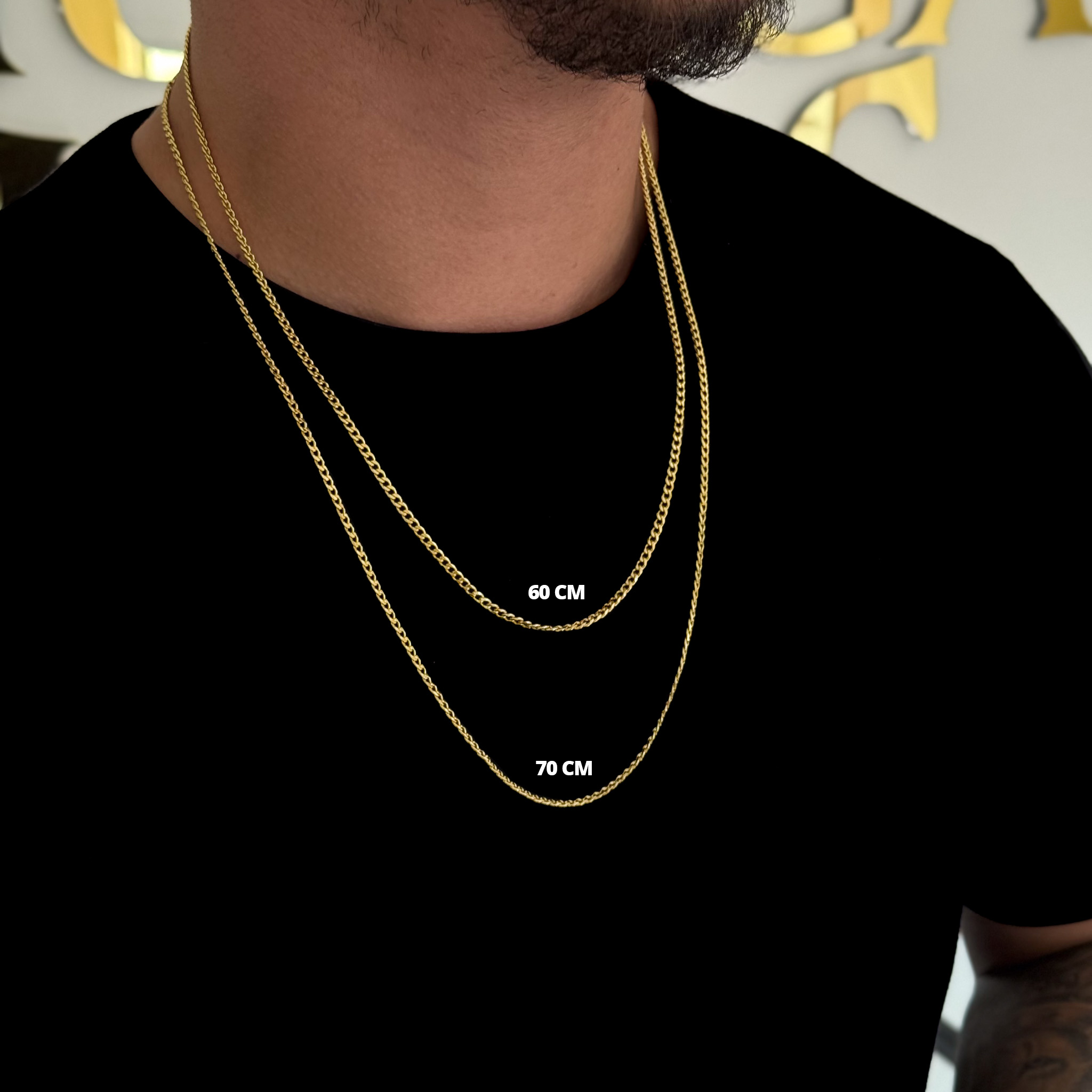 Kit Corrente e Pulseira Grumet 3mm Fecho Lagosta Banhado A Ouro 18k