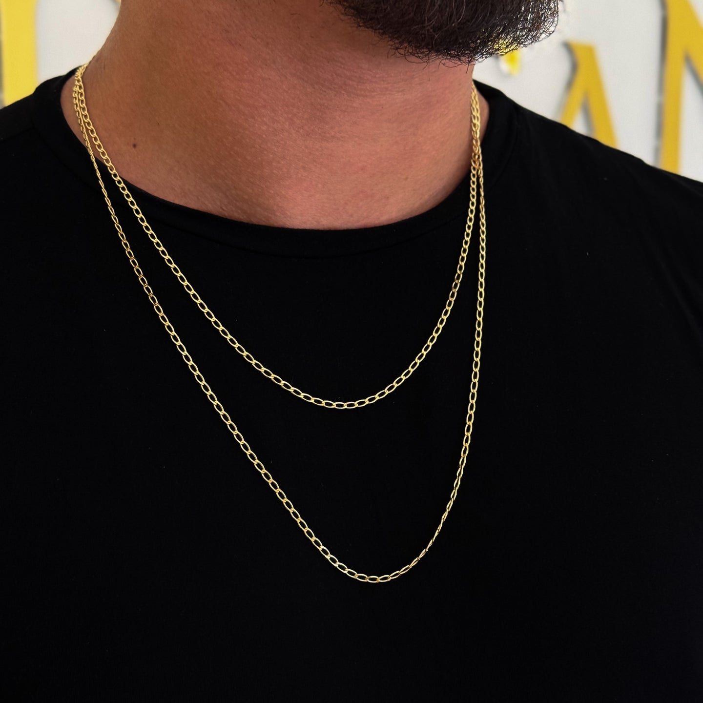 Corrente Grumet Alongada 2mm 5gr Fecho Lagosta Banhado A Ouro 18k