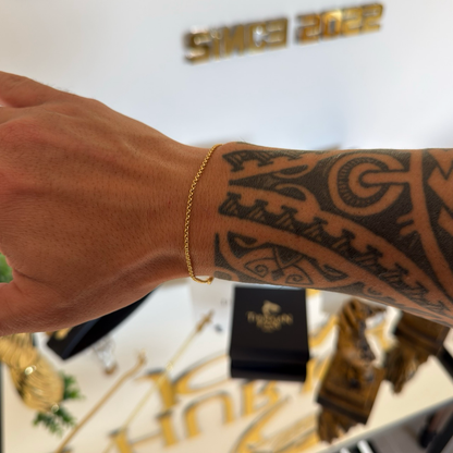 Pulseira Elo Português 1,5mm 2gr Fecho Lagosta Banhado A Ouro 18k