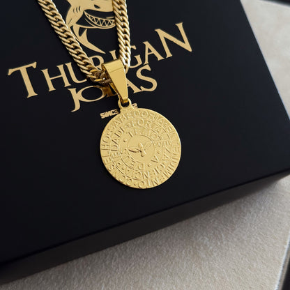 Colar Medalha Espírito Santo Características - Corrente Lacraia Banhado A Ouro 18k