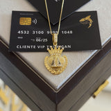 Pingente Coração N. Sra. Aparecida Cravejado P 3x2cm Banhado A Ouro 18k
