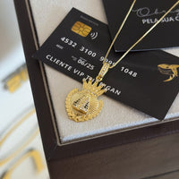 Pingente Coração N. Sra. Aparecida Cravejado P 3x2cm Banhado A Ouro 18k