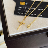 Colar Crucifixo Palito P - Corrente Cadeado e Pulseira Cadeado Alongado Banhado A Ouro 18k
