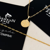 Colar Medalha De São Bento - Corrente e Pulseira Cadeado Alongado Banhado A Ouro 18k