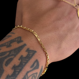 Colar Plaquinha Oval Jesus - Corrente Cadeado e Pulseira Veneziana Banhado A Ouro 18k