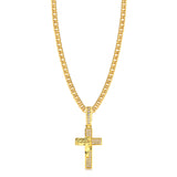 Colar Crucifixo Face De Cristo Cravejado P - Corrente Lacraia Banhado A Ouro 18k