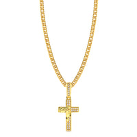Colar Crucifixo Face De Cristo Cravejado P - Corrente Lacraia Banhado A Ouro 18k