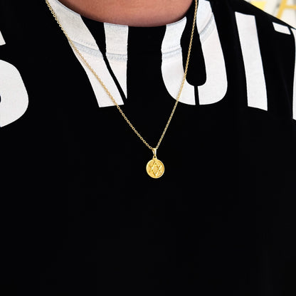 Colar Medalha Estrela De Davi - Corrente Cadeado e Pulseira Veneziana Banhado A Ouro 18k