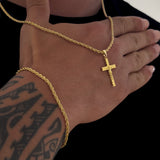 Colar Crucifixo Jesus Na Cruz 3D - Corrente e Pulseira Baiana Banhado A Ouro 18k