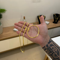 Kit Corrente e Pulseira Grumet Flat 4mm Fecho Duplo Banhado A Ouro 18k