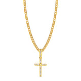 Colar Crucifixo Amarrado Cravejado - Corrente Lacraia Banhado A Ouro 18k