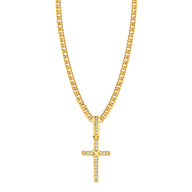 Colar Crucifixo Amarrado Cravejado - Corrente Lacraia Banhado A Ouro 18k