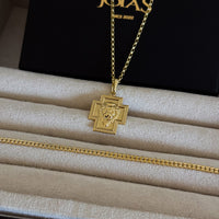 Colar Crucifixo Leão de Judá - Corrente Elo Português e Pulseira Grumet Flat 3mm Banhado A Ouro 18k