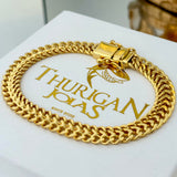 Pulseira Grumet Dupla 9mm 19gr Fecho Duplo Banhado A Ouro 18k
