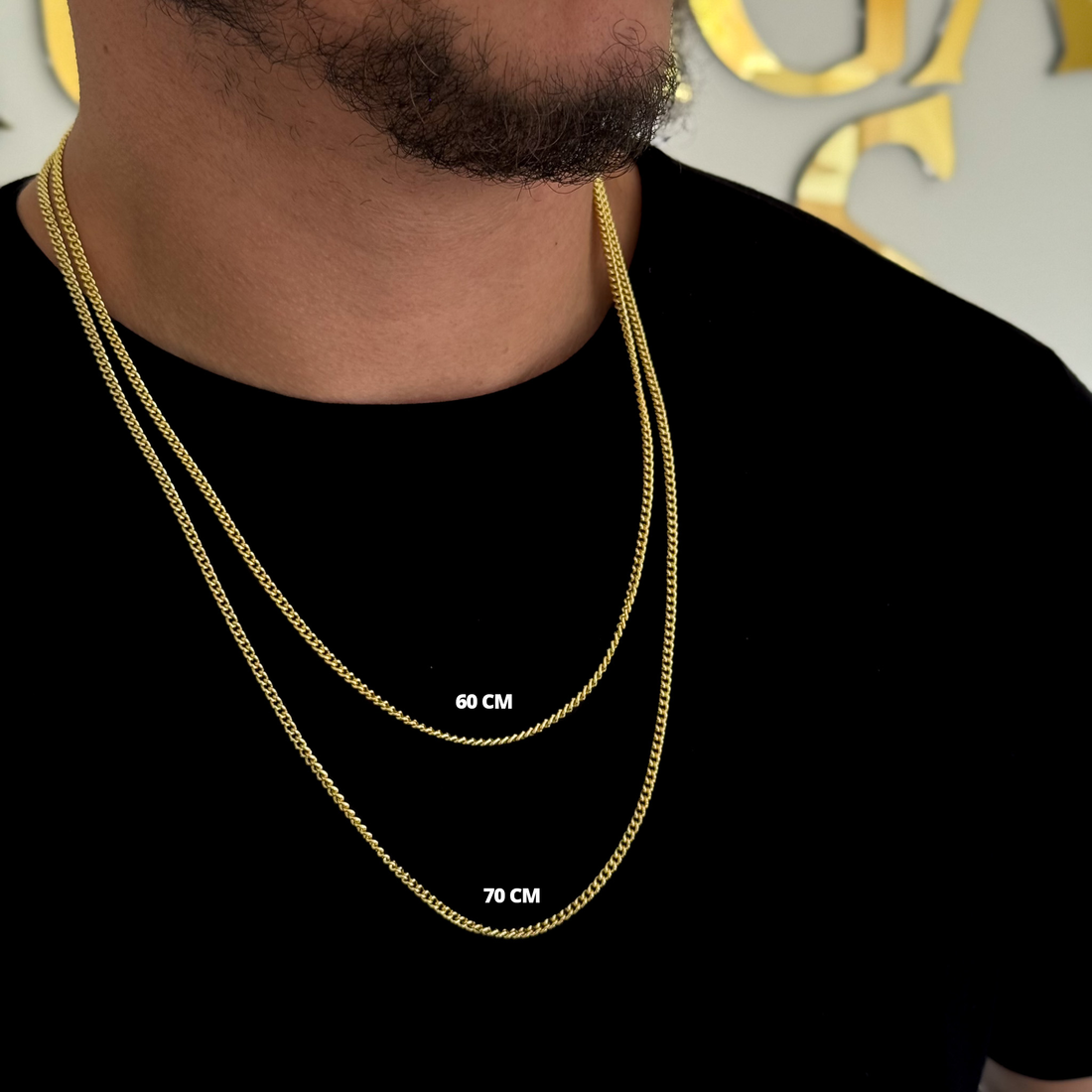 Kit Corrente e Pulseira Grumet Cuban 3mm Fecho Lagosta Banhado A Ouro 18k