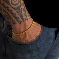 Pulseira Palmeira 3mm 9gr Fecho Bomba Banhado A Ouro 18k