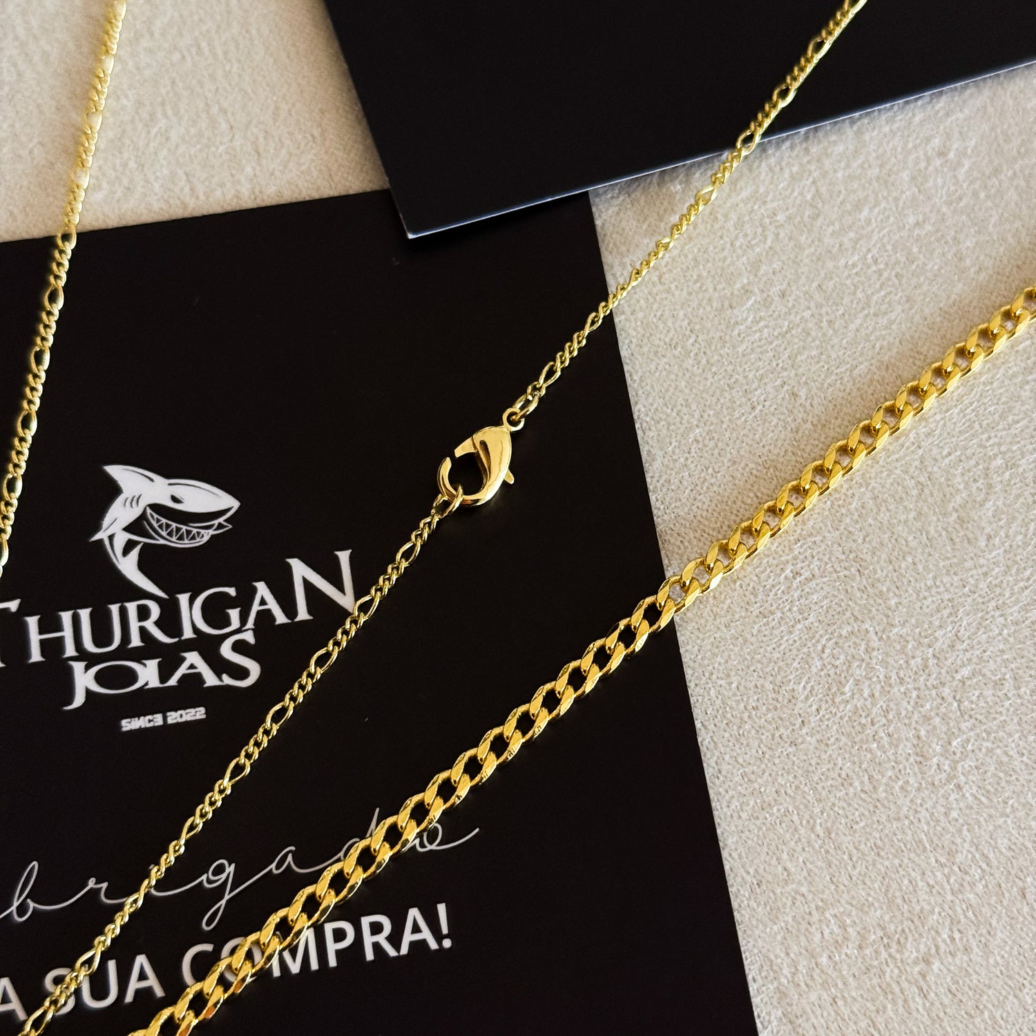 Kit Corrente 3 Por 1 Fígaro e Pulseira Grumet Banhado A Ouro 18k
