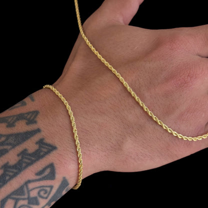 Colar Plaquinha Crucifixo Vazado - Corrente e Pulseira Baiana Banhado A Ouro 18k