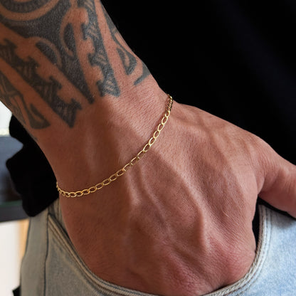 Pulseira Grumet Alongada 2mm 2gr Fecho Lagosta Banhado A Ouro 18k