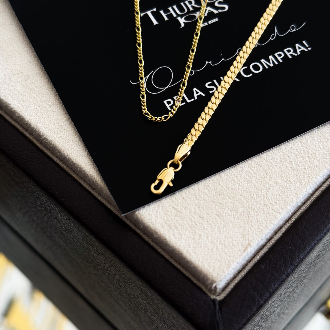 Kit Corrente 3 Por 1 Fígaro e Pulseira Grumet Flat Banhado A Ouro 18k