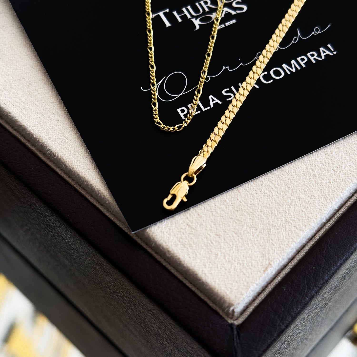 Kit Corrente 3 Por 1 Fígaro e Pulseira Grumet Flat Banhado A Ouro 18k