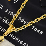 Colar Crucifixo Português - Corrente Cadeado Banhado A Ouro 18k