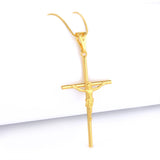 Pingente Crucifixo Palito Jesus G 5X3cm Banhado A Ouro 18k