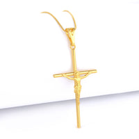 Pingente Crucifixo Palito Jesus G 5X3cm Banhado A Ouro 18k