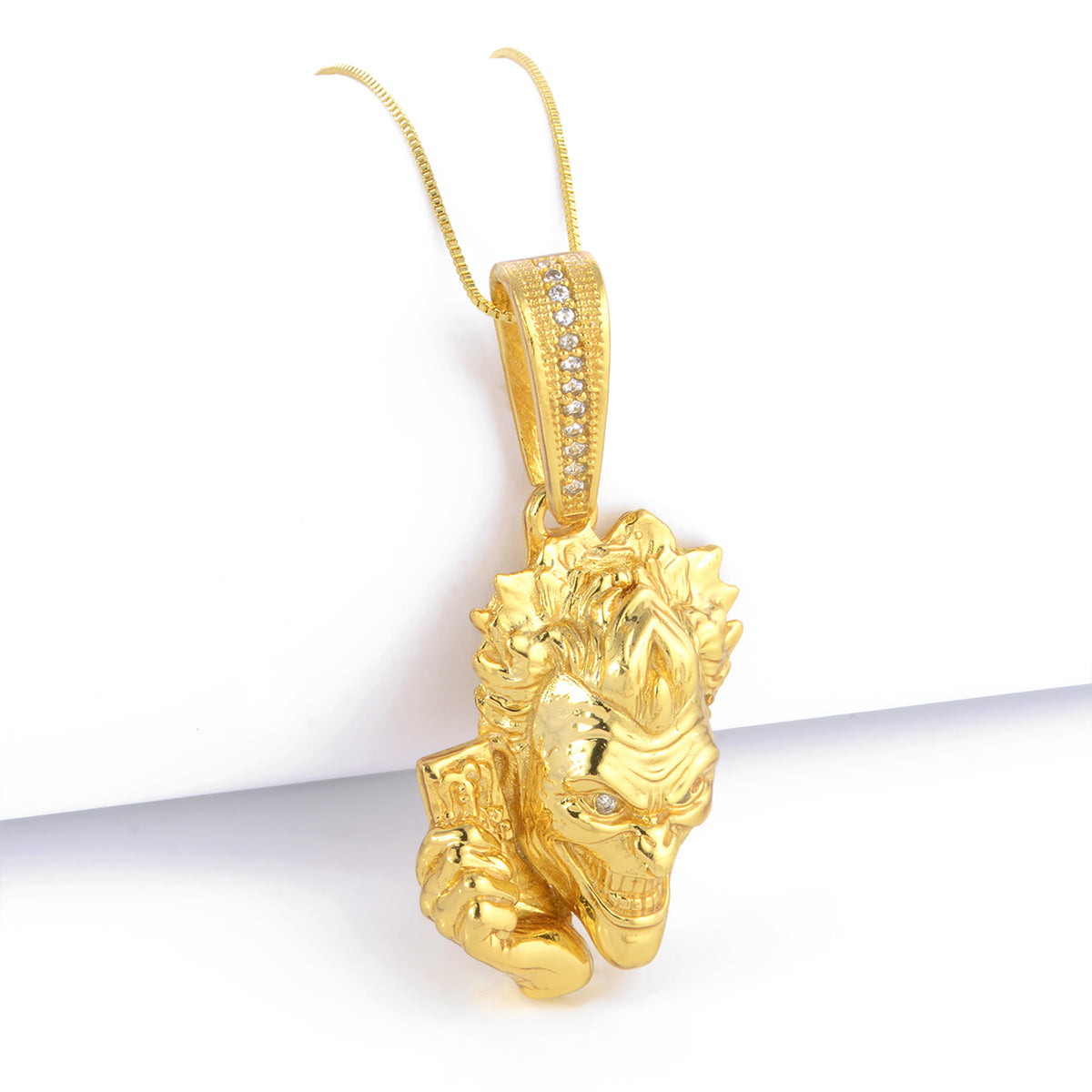 Pingente Máscara Cravejado 4x3cm Banhado A Ouro 18k
