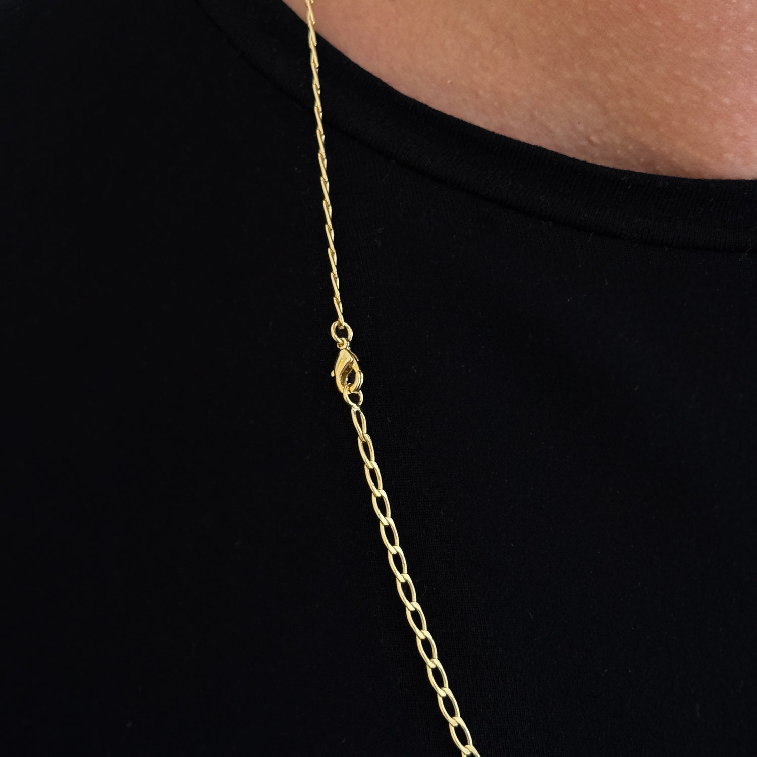 Corrente Grumet Alongada 2mm 5gr Fecho Lagosta Banhado A Ouro 18k