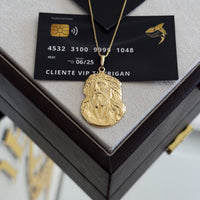 Pingente Face De Cristo 4x3cm Banhado A Ouro 18k