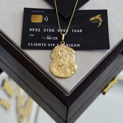 Pingente Face De Cristo 4x3cm Banhado A Ouro 18k