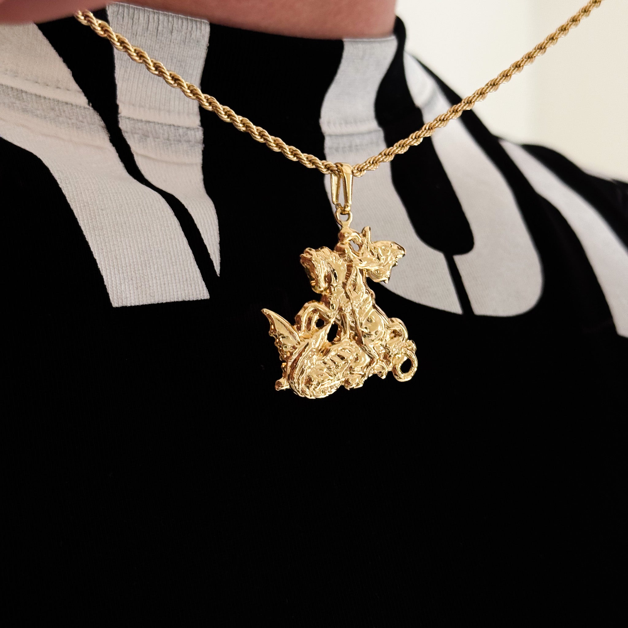 Colar São Jorge - Corrente e Pulseira Baiana Banhado A Ouro 18k