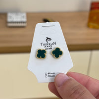 Brinco Trevo Esmeralda Banhado A Ouro 18k