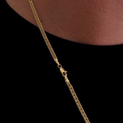 Colar Crucifixo Palito M - Corrente Lacraia Banhado A Ouro 18k