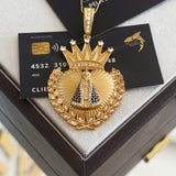 Pingente Coração N. Sra. Aparecida Cravejado 6,5x5cm Banhado A Ouro 18k