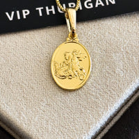 Pingente Plaquinha Oval São Jorge 1,5x1cm Banhado A Ouro 18k