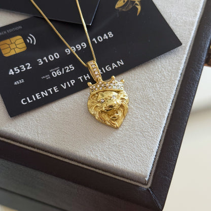 Pingente Leão Cravejado P 2,5x2cm Banhado A Ouro 18k