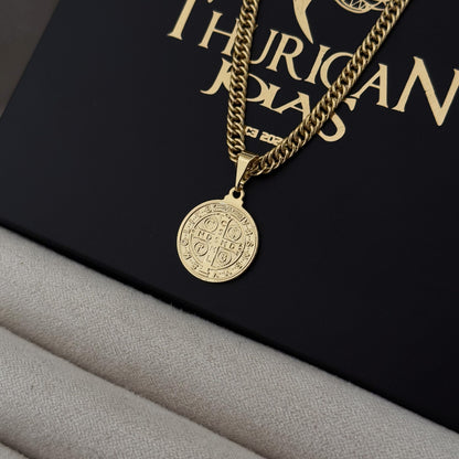 Colar Medalha De São Bento - Corrente Lacraia Banhado A Ouro 18k