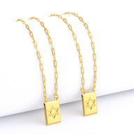 Escapulário Cadeado Alongado Estrela de Davi 1,5mm 9gr 70cm Banhado A Ouro 18k