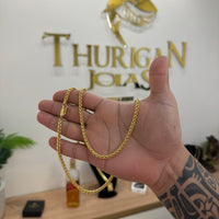 Corrente Palmeira 3mm 37gr Fecho Bomba Banhado A Ouro 18k