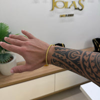 Pulseira Palmeira 3mm 9gr Fecho Bomba Banhado A Ouro 18k
