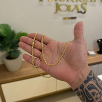 Corrente Grumet 3mm 12gr Fecho Lagosta Banhado A Ouro 18k