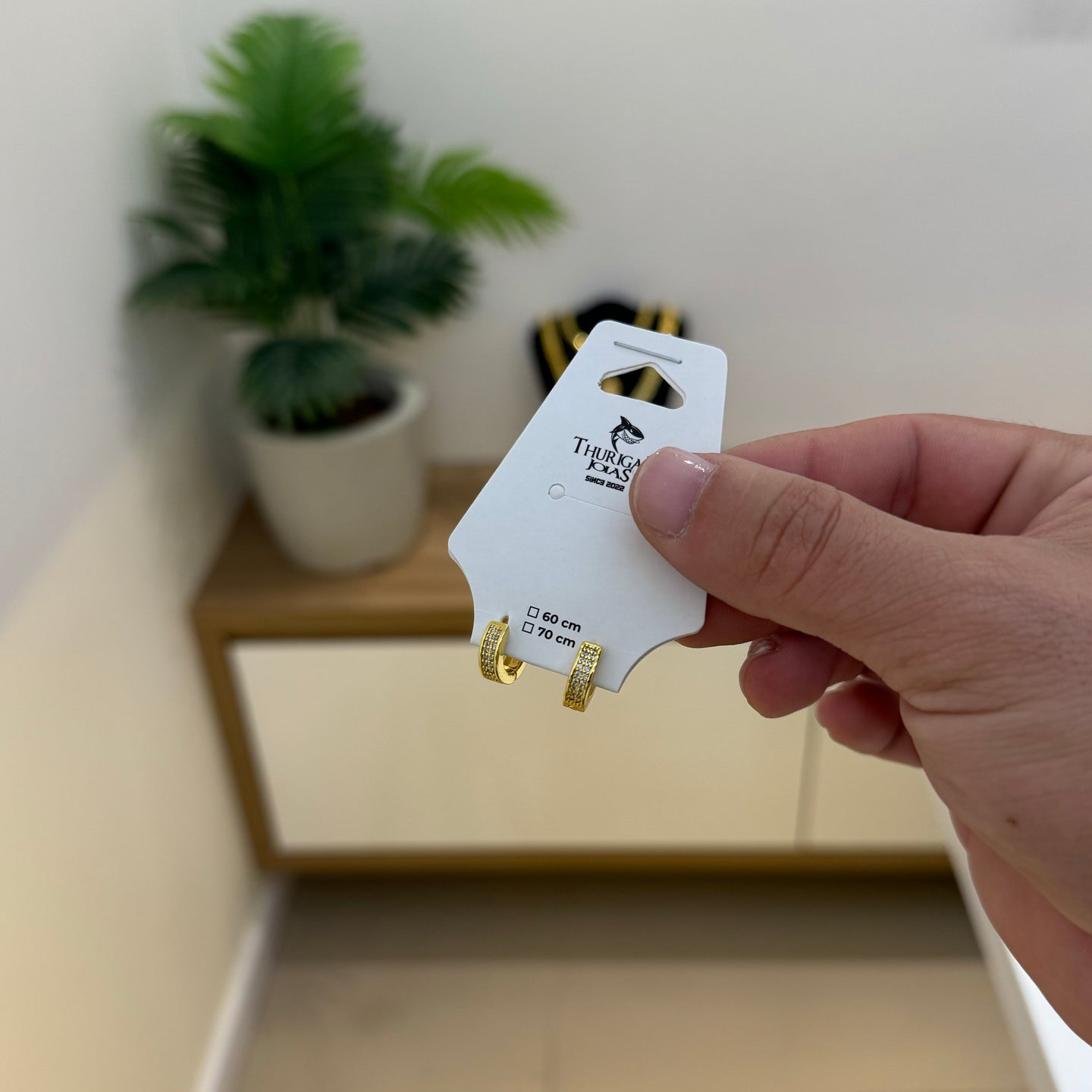 Brinco Argola 2 Fileiras Cravejado Banhado A Ouro 18k