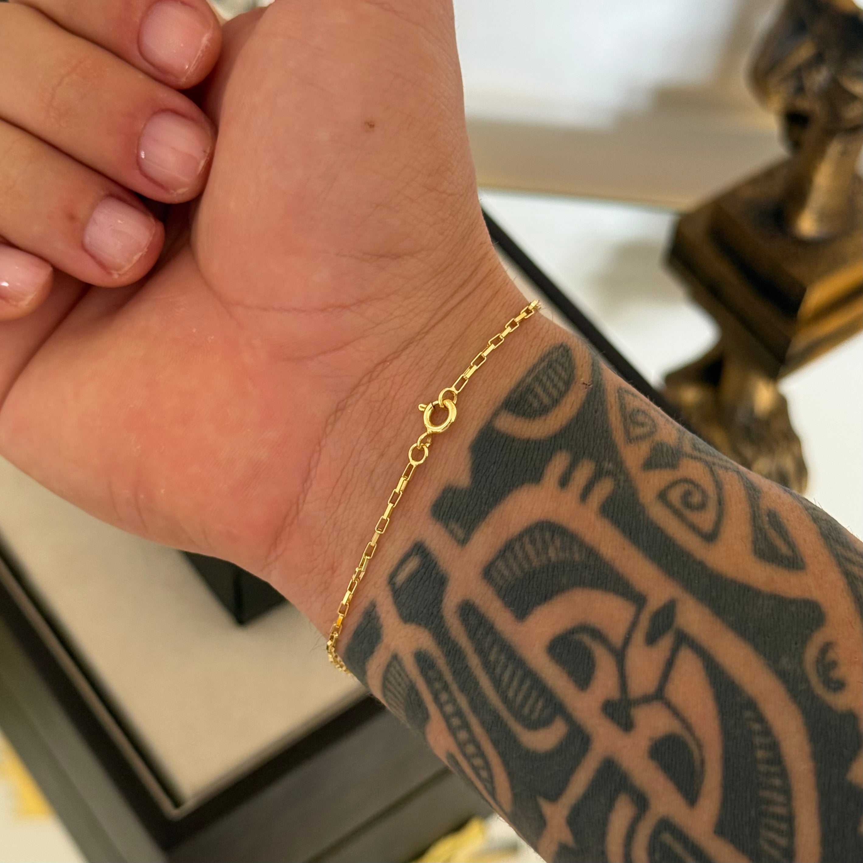 Pulseira  Veneziana 1,5mm 1gr Fecho Boia Banhado A Ouro 18k