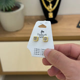 Brinco Ponto de Luz Quadrado Banhado A Ouro 18k