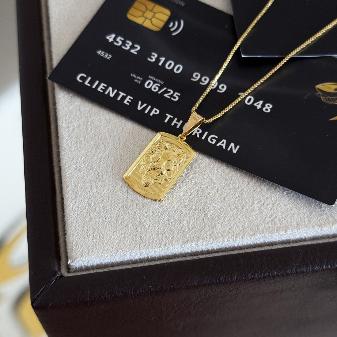 Pingente Plaquinha Leão de Judá 2x1,5cm Banhado A Ouro 18k